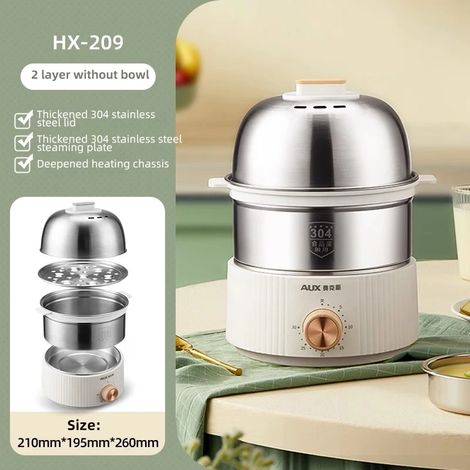 Cuiseur à œufs électrique (double couche) 350 W, minuteur pour petit-déjeuner, chauffe-plats