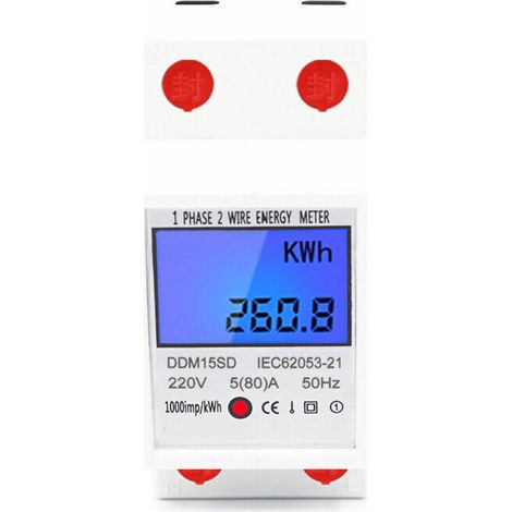 Single-phase multifunction rail-type electricity meter with backlit LCD display, 580A (1/5)