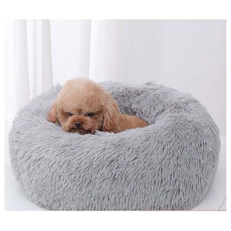 Tapis, coussin et matelas pour chien, Lit Moelleux Rond pour Chien Extra Large Lavable avec Coussin,Deluxe Panier Chien Coussin Panier Donut lit pour Chien Grande Taille,L-80cm,gris clair Tapis, couss