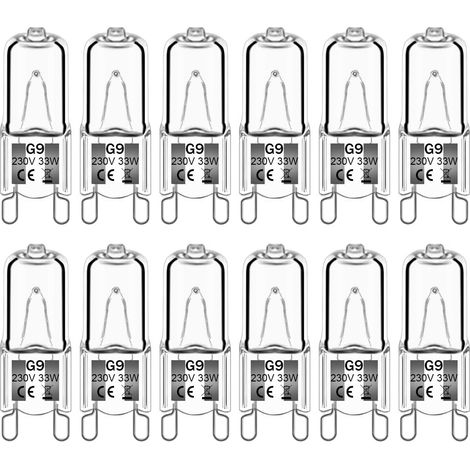 APEX Lot de 12 ampoules halogènes G9 28 W 230 V 2800 K blanc chaud 390 lm, ampoules halogènes à capsule transparente, dimmables (1/5)