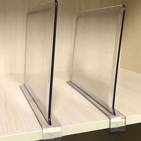 2 pièces Séparateurs d'étagère pour placards, séparateur d'étagère en acrylique transparent pour étagères en bois et organisateur de vêtements/séparateurs de sacs à main parfaits (1/4)