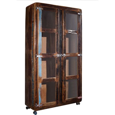 Vitrine Altholz 100x40x180 mehrfarbig lackiert FREEZY 30 (1/3)
