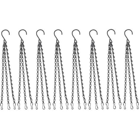 8 pièces de chaîne de suspension avec clip, support métallique de 40 cm à 3 pieds pour suspendre plantes, jardinières, lanternes, oiseaux (noir) (1/5)