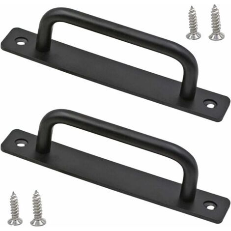 Poignée Porte Grange Coulissante Noire Poignée Porte Coulissante Alliage Avec Vis Poignée Lisse Armoires Garages Poignée Balcon Porte Coulissante Grange Lourde Porte - 2 Pcs (1/5)