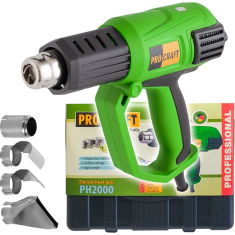 Pistola ad aria calda Procraft PH2000 2000 Watt 50 - 600 °C + 4 ugelli + valigetta