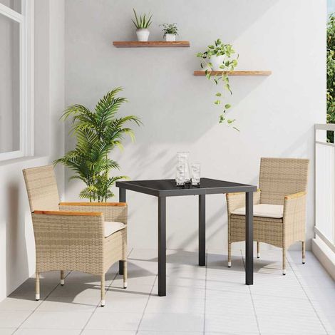 Ensemble de salle à manger pour jardin 3 pcs-Salon de jardin Beige polyrotin 235524 (1/5)