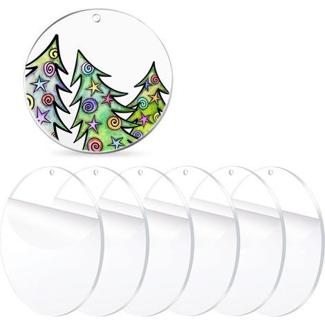 Lot de 6 plaques acryliques rondes en verre acrylique transparent Ø 15 cm Pour tentures murales décoratives, écrans de produits, panneaux de mariage et panneaux de fête (1/5)