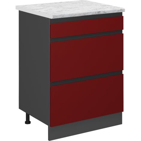 Mobiletto base per cucina R-Line, Rosso, 60 cm PL Marmo, Vicco