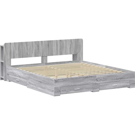 Maison Exclusive - Telaio del letto con storage Sonoma grigio 200 x 200 cm (1/5)