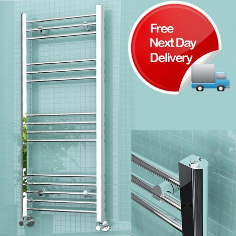 ELEGANT 1200 x 500 mm Straight Towel Rail Radiator Chrome Bathroom Radiator High Heat Output (1/5)