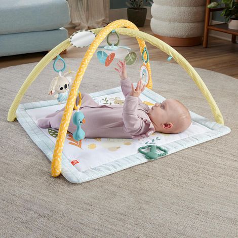 MANTA GIMNASIO ANIMALES FISHER-PRICE SENSIMALS. CON 6 JUGUETES SENSORIALES PORTATILES. (1/4)