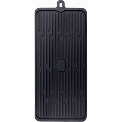 Tapis d'égouttage de cuisine en silicone noir (47 x 20 cm), grille d'égouttage antidérapante, résistant à la chaleur et lavable au lave-vaisselle, pour ranger la vaisselle et les plats.