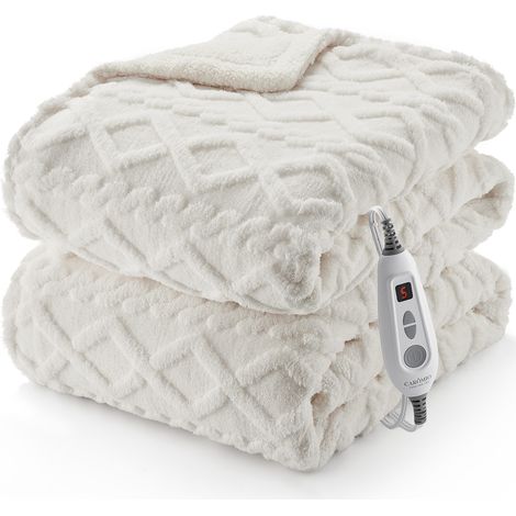 Couverture Chauffante électrique Ultra-Douce – Velours Et Peluche, 6 Niveaux De Chauffage, Contrôleur LCD, Arrêt Automatique Après 10h, Lavable, Protection Contre La Surchauffe, Idéale Pour l'Hiver Et (1/5)