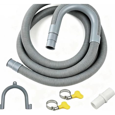（2x Tuyau Vidange Machine a Laver, 1.5M Rallonge de Tuyau de Vidange,  avec Support et Colliers de Serrage, pour Lave-Linge, Lave-Vaisselle (1/5)