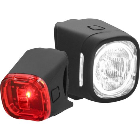 Fischer Fahrrad-Beleuchtungset Akku Square 40/20 Vorder- und Rücklicht-Set