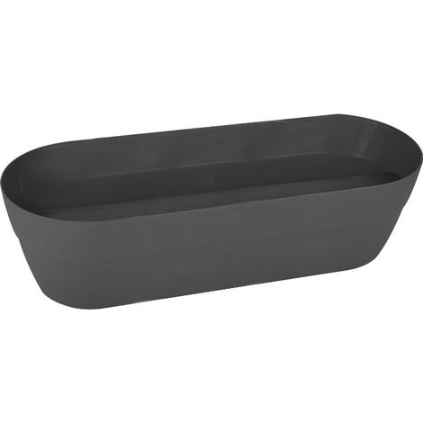 EDA – Jardinière ovale Cancun 80 cm – Polypropylène gris anthracite – Dimensions 76 x 29,5 x 25,9 cm – Contenance 38 L – Pour fleurs et herbes aromatiques (1/10)