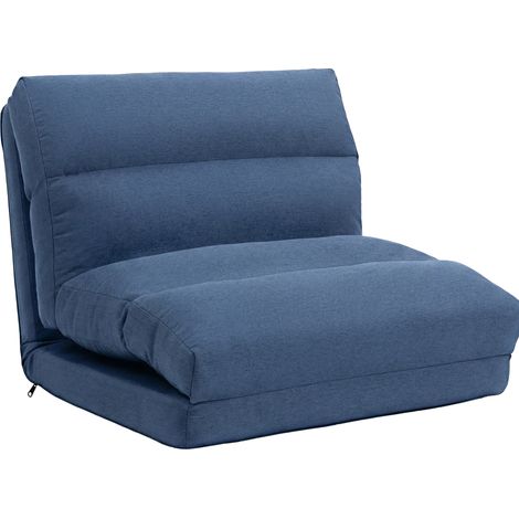 Fauteuil paresseux bleu foncé réglable convertible en lit d'appoint en tissu polyester 70x72x56 cm (1/5)