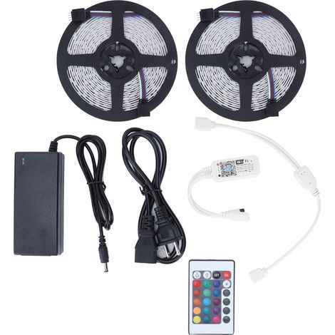 Bandeau LED RGB 10 mètres WiFi 600 LED lumineux multicolore, gradable pour chambre, prise US 100-240V (1/5)