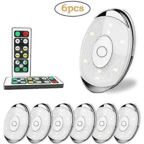Lampe LED ronde sans fil à piles avec télécommande pour armoire (1/5)