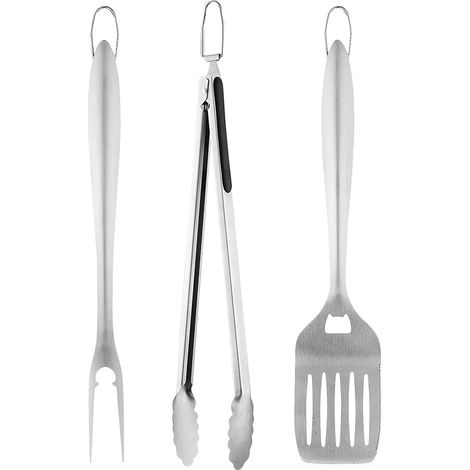 Ensemble d'ustensiles pour barbecue, accessoires pour plancha, outils robustes pour grillades, spatule, pince et fourchette en acier inoxydable extra épais, idéal pour les grillades en extérieur, cade