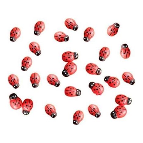Décorations miniatures - Coccinelle Septempunctata - Lot de 100 - Résine - Rouge - Jardin (1/4)