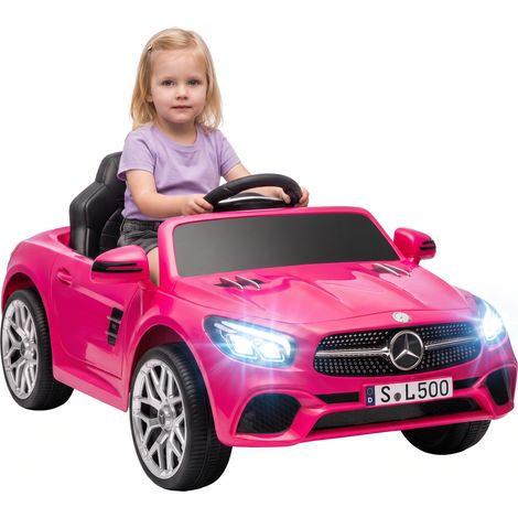 AIYAPLAY coche eléctrico para niños Mercedes-Benz SL500 batería litio 12V mando a distancia 2,4 G 2 motores suspensión arranque suave bluetooth rosa (1/5)