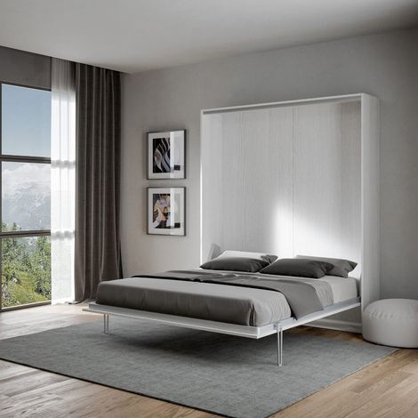 Letto a scomparsa verticale matrimoniale 160 cm Bianco KENTARO (1/2)