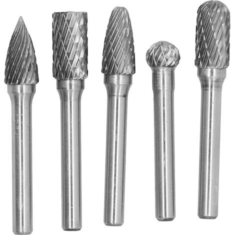 Lot 5 meuleuses rotatives – acier tungstène – tige 6 mm – tête rotative – ensemble fraises (1/5)