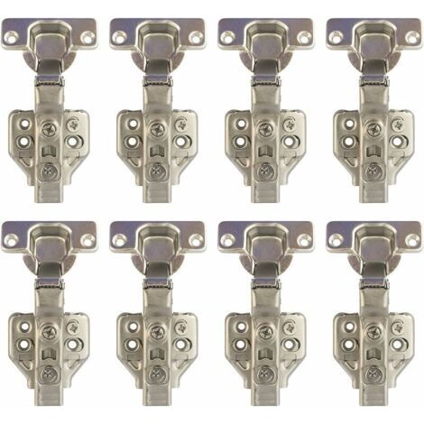 105 Degré Demi Recouvrement Charnières 35mm avec Amortissement pour Porte de Placard Cuisine Charniere pour Meuble Armoires en Semi-applique Lot de 8 - Argent (1/5)