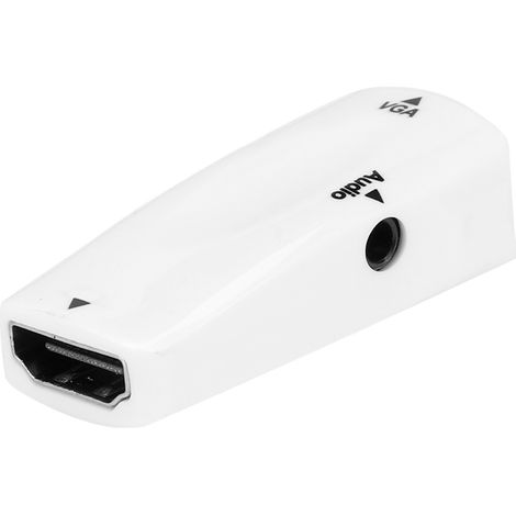 Adaptateur convertisseur MUI femelle vers VGA femelle 1080p HD avec câble audio (blanc) (1/5)