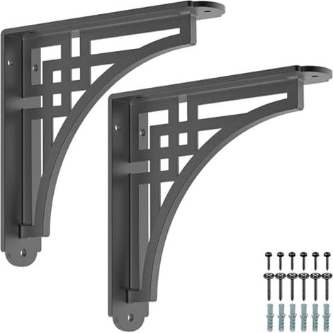 Dolibest 2pcs Equerre Etagere Murale, Supports D'étagère Flottants Supports Triangulaires Angulaires Droits de 90 Degrés 20cm Support Mural Métallique pour Cuisine/Garage/Sous-sol/Chambre, Creux