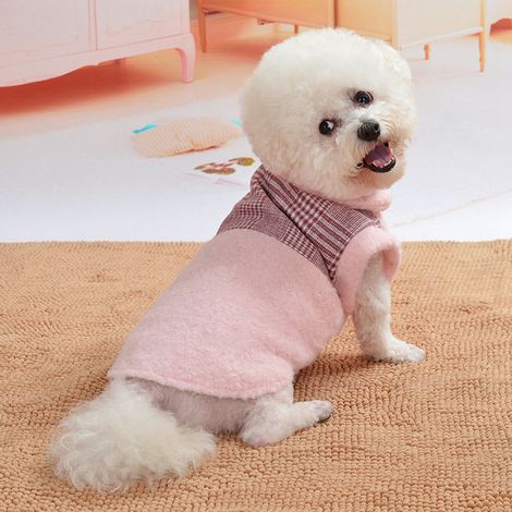 Vêtements d'hiver en peluche pour animaux de compagnie, doux et chauds, avec boutons, pour chien et chat. (1/5)
