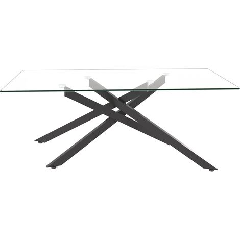 Table moderne en Verre, couleur Noir, 120 x 60 x 46 cm, pour salon, chambre et bureau, de qualité supérieure, au design épuré et aux finitions soignées (1/5)