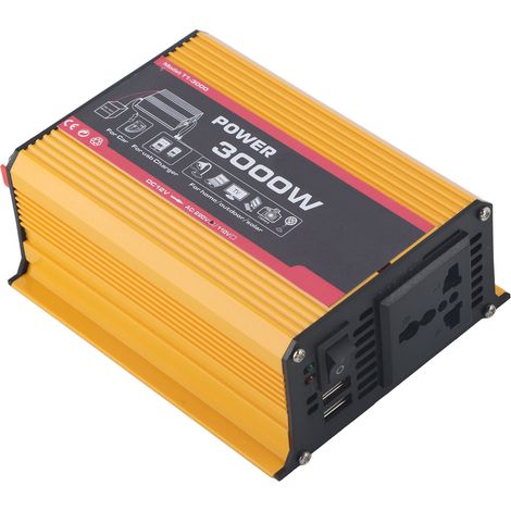 Chargeur Voiture 3000W Onduleur Double Port USB Convertisseur de Puissance Onde Modifiée Transformateur (12V DC vers 220V AC) (1/5)