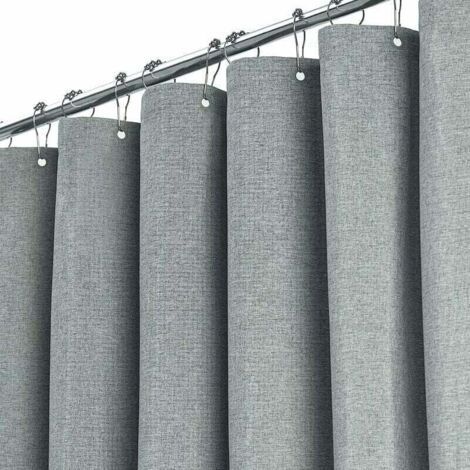 Extra Long Shower Curtain 180x240cm, Large Linen Textured Fabric Shower Curtain with 12 Plastic Hooks, Classic Polyester Fabric Large Shower Curtains for Bathroom, (1/5)