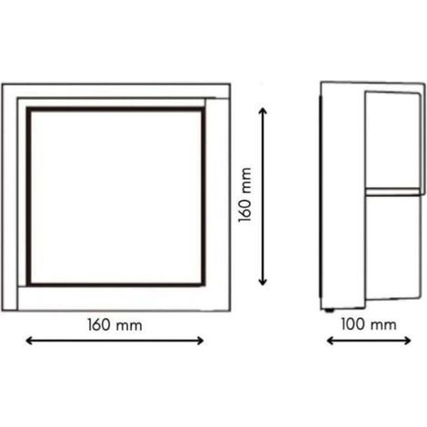 Applique Murale LED - 12 W - Carrée - IP65 - Blanc Neutre 4000 K - 5500 K - Noir - Avec Cache Protecteur - 1 Pièce (1/4)
