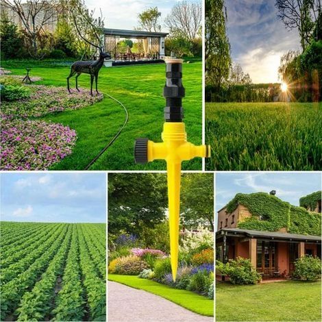 Automatisches 360°-Drehbewässerungssystem, Gartenrasensprenger, multifunktionaler, verstellbarer Gartensprenger für Rasenflächen (3-teilig) (1/4)