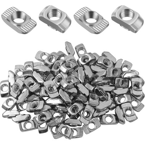 100 Pièces 40 Série M8 Ecrous en T,Écrous À Marteau,T Écrou à Rainure,Acier au Carbone Nickelé,Écrous pour Profil en Aluminium (1/5)