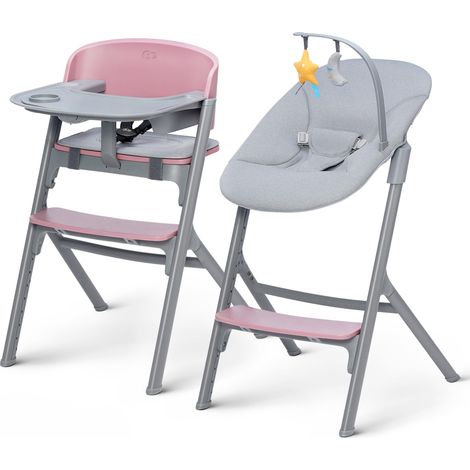 Chaise haute LIVY + Transat CALMEE, pour toute Famille jusqu’à 110 kg, Réglage, l’ergonomie, Rose (1/5)