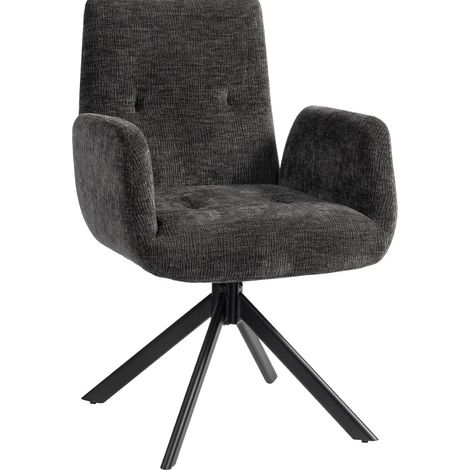 Schwarzer gepolsterter Drehstuhl, modernes Design, 120 kg Tragkraft, MODENUIT (1/5)
