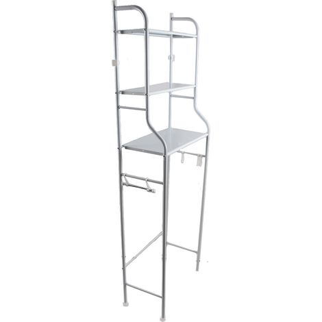 Étagère de salle de bain à 3 niveaux, grande capacité, bonne stabilité, gain de place, en métal, pour cuisine, toilettes, machine à laver, blanche (1/5)