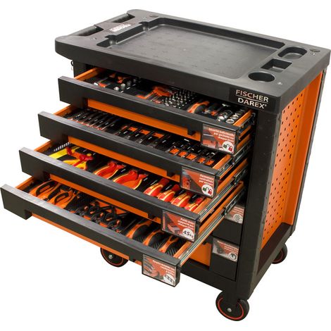 Fischer Darex – Servante d'atelier roulante 6 tiroirs – Acier renforcé – Charge max 700kg – Dimensions 460x780x900mm – Verrouillable avec clés