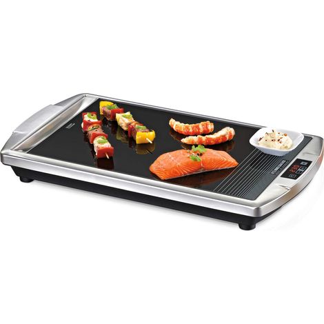 ROMMELSBACHER CERAN® Grill CG 2308/TC – Made in Germany SCHOTT CERAN®, superficie grill, temperatura regolabile da 80 a 280 °C, display LED, controllo touch, grondaia, alloggiamento in acciaio inox (1/5)