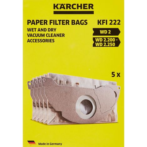Karcher Dust Bags For A2234, A2200, MV2, WD2 - Pack of 5