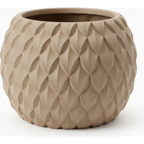 Vaso da fiori moderno e decorativo di colore beige con texture a squame.
