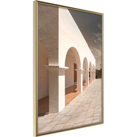 Affiche Murale Encadrée "Sunny Colonnade" 30 x 42 cm Or