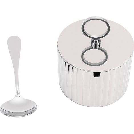 Pot à condiments en acier inoxydable 304, Pot à sucre et cuillère avec couvercle, récipient d'assaisonnement de cuisine de style nordique pour le sel, Design moderne et élégant (1/5)