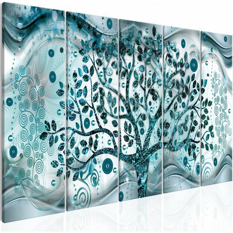 Tableau arbre et vagues bleu - 200 x 80 cm (1/4)