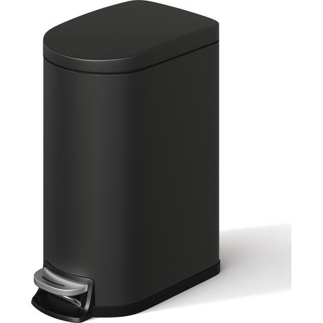 Pedal Bin - 6L - Black, Stainless Steel - for Bathroom, Kitchen, Office (1/5)