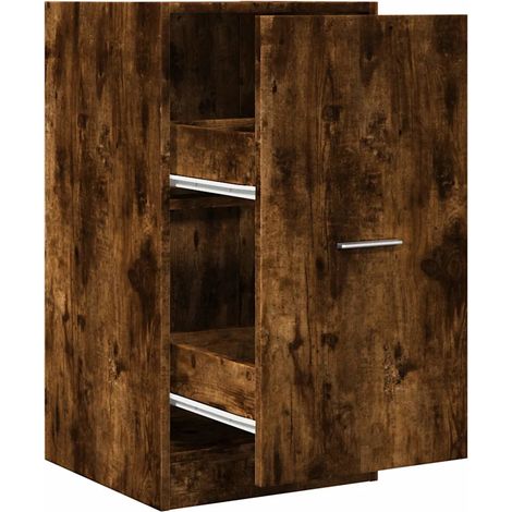 Mobiletto multifunzionale da farmacia per cucina o ufficio 40 x 41 x 77 cm realizzato in legno composito finitura rovere affumicato 020050632